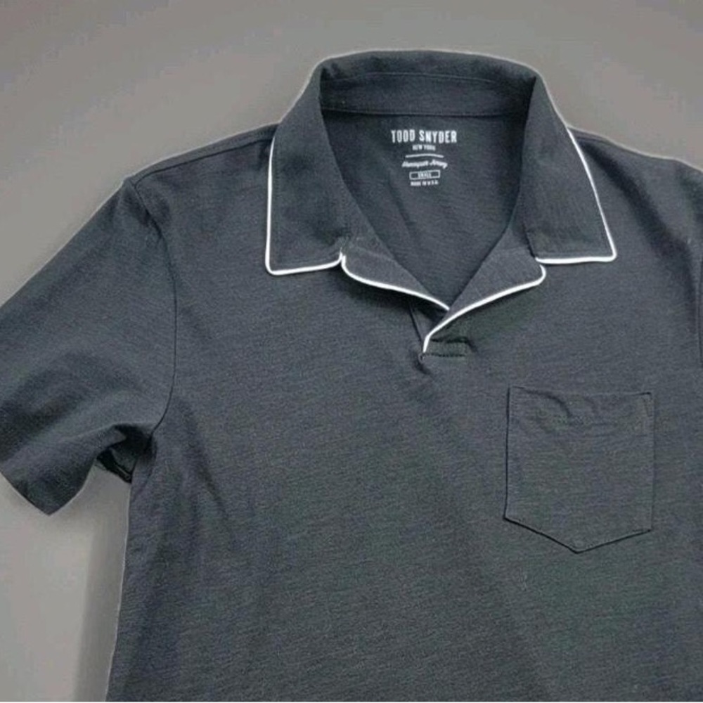 Todd Snyder Montauk Polo Mens M Railings Gray Homespun Jersey Slub tipped